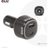 Club3D Auto nabíječka pro Notebooky 63W, 2 porty (USB-A + USB-C)