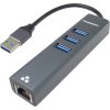 PREMIUMCORD Adaptér USB3.0 - LAN RJ45 ETHERNET 10/100/1000 MBIT + 3x USB3.0 port