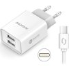 Aligator síťová nabíječka, 2x USB, smart IC, 2,4 A, kabel Lightning 2A, bílá