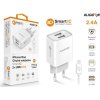 Aligator síťová nabíječka, 2x USB, smart IC, 2,4 A, kabel Lightning 2A, bílá