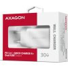 AXAGON ACU-PQ30W, Sil nabíjačka do siete 30W, 2x port (USB-A + USB-C), PD3.0/PPS/QC4+/SFC/AFC/Apple, biela