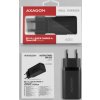 AXAGON ACU-DPQ65, GaN nabíjačka do siete 65W, 3x port (USB-A + dual USB-C), PD3.0/QC4+/PPS/Apple, čierna