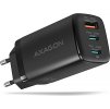 AXAGON ACU-DPQ65, GaN nabíjačka do siete 65W, 3x port (USB-A + dual USB-C), PD3.0/QC4+/PPS/Apple, čierna