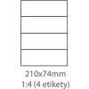 etikety ECODATA Samolepiace 210x74 univerzálne biele 4ks/A4 (100 listov A4/bal.)