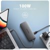 AXAGON HMC-8HLSA, USB 5Gbps hub, 3x USB-A, HDMI 4k/60Hz, RJ-45 GLAN, SD/microSD, audio, PD 100W, kábel USB-C 20cm