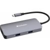 VERBATIM Hub USB-C Pro Multiport 5 Port, 2x USB 3.2, 1x USB-C, HDMI, RJ45, šedá