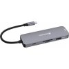 VERBATIM Hub USB-C Pro Multiport 8 Port, 3x USB 3.2, 1x USB-C, 2xHDMI, microSD/SD, šedá