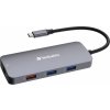VERBATIM Hub USB-C Pro Multiport 9 Port, 3x USB 3.2, 2x USB-C, HDMI, RJ45, microSD/SD, šedá