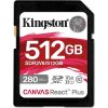 Kingston SDXC karta 512GB Canvas React Plus, UHS-II, U3, V60, R:280/W:150MB/s