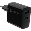 Univerzální USB nabíječka Natec RIBERA GaN 65W, 1X USB-A, 1X USB-C, Černá