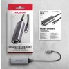 AXAGON ADE-TXPD, USB-C 3.2 Gen 1 - Gigabit Ethernet sieťová karta, Asix AX88179, PD 100W, auto inštal
