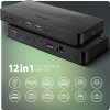 AXAGON HMC-U4, USB4 40Gbps dock, 3x USB-A, 2x USB-C, HDMI a DP 8K/30Hz, RJ-45, SD/mSD, audio, PD 100W, kábel USB-C 80cm