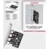 AXAGON PCEU-430RS, PCIe radič, 4x USB 5Gbps port, SATA napájanie, Renesas PD720201, SP