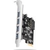 AXAGON PCEU-430RS, PCIe radič, 4x USB 5Gbps port, SATA napájanie, Renesas PD720201, SP