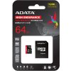 ADATA MicroSDXC karta 64GB High Endurance UHS-I C10 V30 A2 (R:100/W:80 MB/s) + SD adaptér