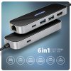 AXAGON HMC-6GLN, USB 5Gbps hub, 2x USB-A, USB-C, HDMI 4k/60Hz, RJ-45 GLAN, PD 100W, kábel USB-C 20cm