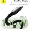 Baseus datový magnetický kabel Tungsten Gold USB-C/USB-C 1m 100W černý