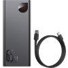 Baseus Adaman Metal Power Banka s digitálním displejem QC + PD 20000mAh 65W, černá + USB-A/USB-C kabel 30cm, černá