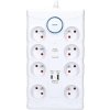 Solight přepěťová ochrana, 8z, USB A+C, 2m, bílá