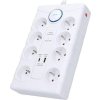 Solight přepěťová ochrana, 8z, USB A+C, 2m, bílá