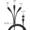 CONNECT IT Nabíjecí kabel Wirez 6v1, USB-C/USB, Lightning + 2x USB-C, 1.25m, černá