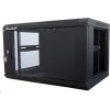 XtendLan 19" nástěnný rozvaděč 6U 600x600, nosnost 60 kg, skleněné kouřové dveře, svařovaný, černý