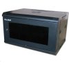 XtendLan 19" nástěnný rozvaděč 6U 600x600, nosnost 60 kg, skleněné kouřové dveře, svařovaný, černý