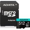 ADATA MicroSDXC karta 512GB Premier Pro UHS-I V30S (R:100/W:80 MB/s) + SD adaptér