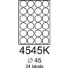 etikety RAYFILM 45mm kruh univerzálne biele R01004545KA (100 list./A4)