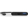 PORT HUB USB-C, HDMI 1X 4K + USB-A + USB-C, černá