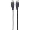 MANHATTAN USB kábel 2.0, typ A samec na typ A samec, 1 m, čierna