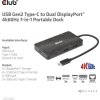 Club3D Dokovací stanice USB-C 7v1, 2xDP, 2xUSB-C, 2xUSB, 1xRJ45, černá