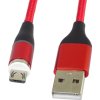 PREMIUMCORD Magnetický nabíjací a dátový kábel micro USB a USB-C 1 m, červený