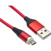 PREMIUMCORD Magnetický nabíjací a dátový kábel micro USB a USB-C 1 m, červený