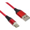 PREMIUMCORD Magnetický nabíjací a dátový kábel micro USB a USB-C 1 m, červený