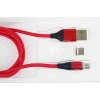 PREMIUMCORD Magnetický nabíjací a dátový kábel micro USB a USB-C 1 m, červený