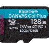 Kingston MicroSDXC karta 128GB Canvas Go! Plus, R:200/W:160MB/s, Class 10, UHS-I, U3, V30, A2 + Bez  Adaptéru