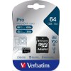 Karta VERBATIM MicroSDXC 64GB Pro, U3 + adaptér