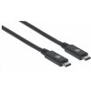 Kábel Manhattan USB-C, USB 3.1 Gen 2, USB-C samec na USB-C samec, 10 Gb/s, 5 A, 1 m, čierna