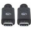 Kábel Manhattan USB-C, USB 3.1 Gen 2, USB-C samec na USB-C samec, 10 Gb/s, 5 A, 1 m, čierna