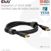 Club3D Kabel DisplayPort 2.1 na DisplayPort 2.1, VESA DP80, 8K240Hz/10K60Hz (M/M), 2m, černá