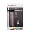 VERBATIM 49141 Multiportový USB-C HUB, 2x USB 3.0, 1x USB-C, HDMI, LAN, šedý dok