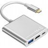 TB Adapter USB C 3w1 HDMI USB PD srebrny 1