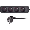 Solight prodlužovací přívod, 4 zásuvky, černý, 3m