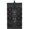 Solight přepěťová ochrana, 8z, USB A+CA, 2m, černá