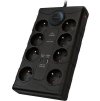 Solight přepěťová ochrana, 8z, USB A+CA, 2m, černá
