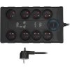 Solight přepěťová ochrana, 8z, USB A+CA, 2m, černá