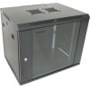 XtendLan 19" nástěnný rozvaděč 9U 600x450, nosnost 60 kg, skleněné kouřové dveře, rozložený, černý