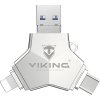 USB Flash disk Viking 3.0 4v1 s konektorom Lightning/Micro USB/USB/USB-C, 64 GB, čierna