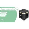 Viking síťový adaptér Y33, 3x 230 V, 1x USB-A, 2x USB-C, tlačítko ON/OFF, černá